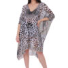 V Neck Short Printed Kaftan Coverup