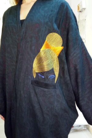Alternative view of Laila Abaya with Blue Eyes, Golden Hair & Orange Bow Detail
