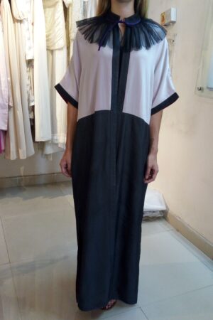 Silk Crepe Sexy Leg Embroidered Abaya