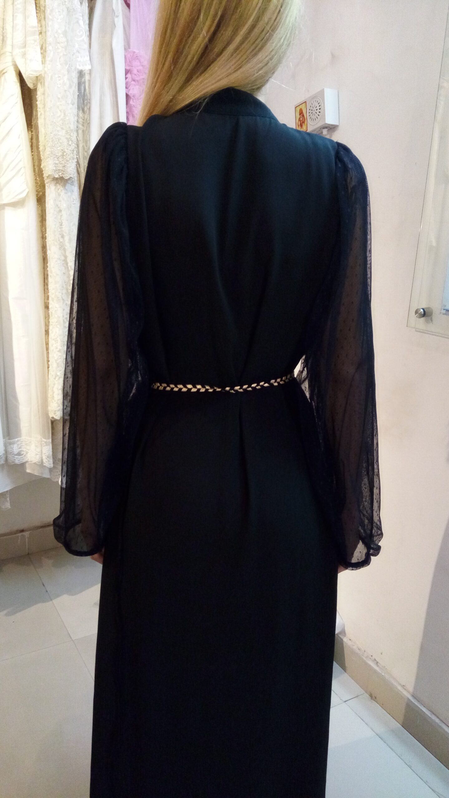 Stylish abaya with sheer sleeves