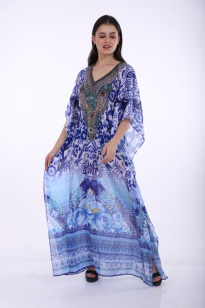 Women Printed Crepe Kaftan Long