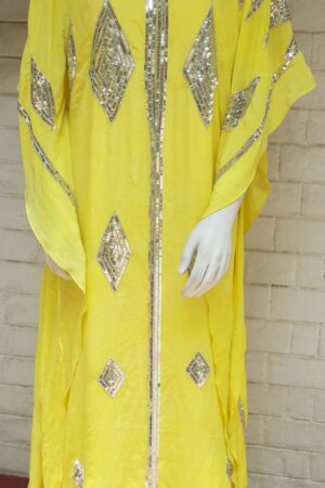 Silk Crepe Silver Sequin kaftan Custom Made